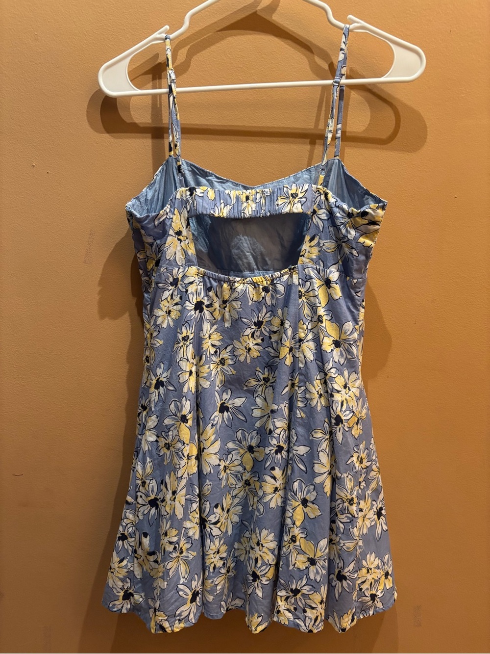 Lulus Blossom Together Light Blue Floral Print Cutout Mini Dress Size Medium - Picture 5 of 8